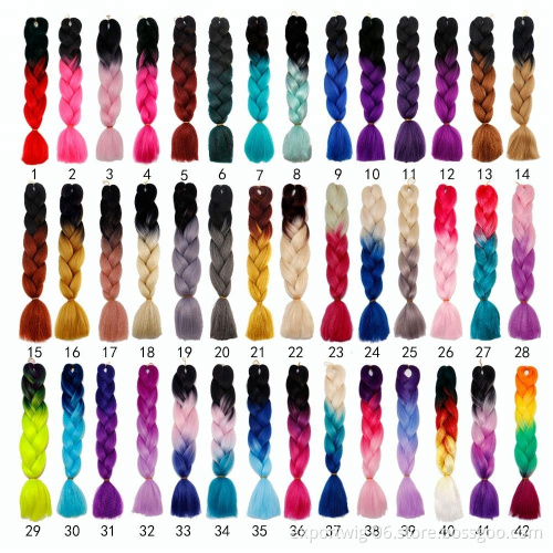 24Inch 100Gram Jumbo Braiding Hair Extensions Yaki Straight Solid Ombre Color Synthetic Attachments Hair Extension Yaki Braids